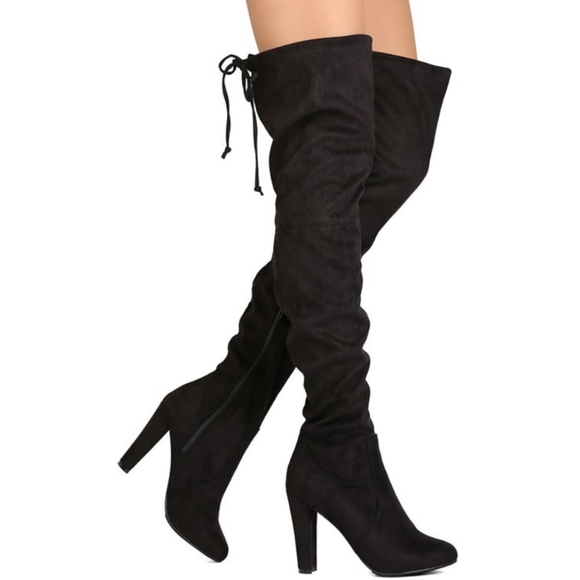 Breckelles Shoes - Breckelles Pamela Faux suede thigh high chunky heel boots size 8